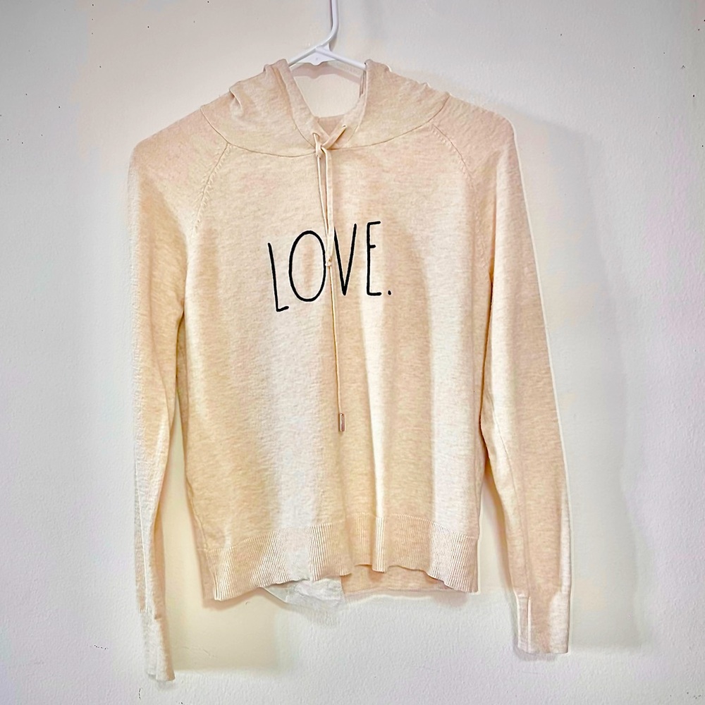 Rae Dunn Oatmeal Hoodie Pullover Soft Knit Relaxed Fit